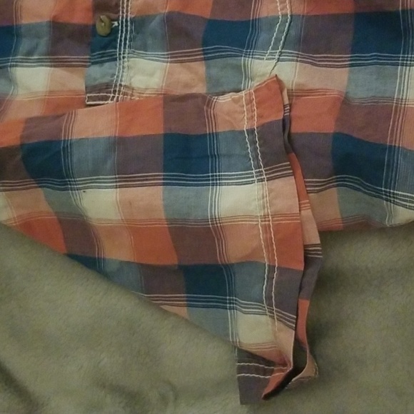 L. L.  BEAN XXL PLAID BLUE RED MENS SHORT SLEEVE LINEN COTTON SHIRT - Picture 8 of 11